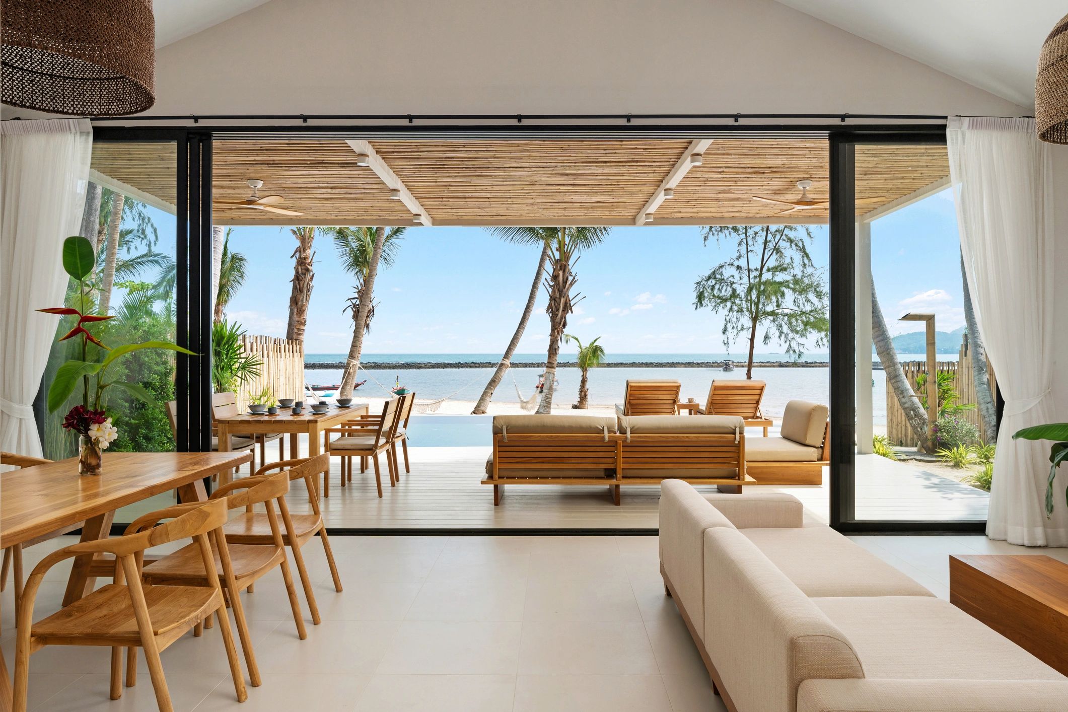 Spacious villa interior with living and dining area